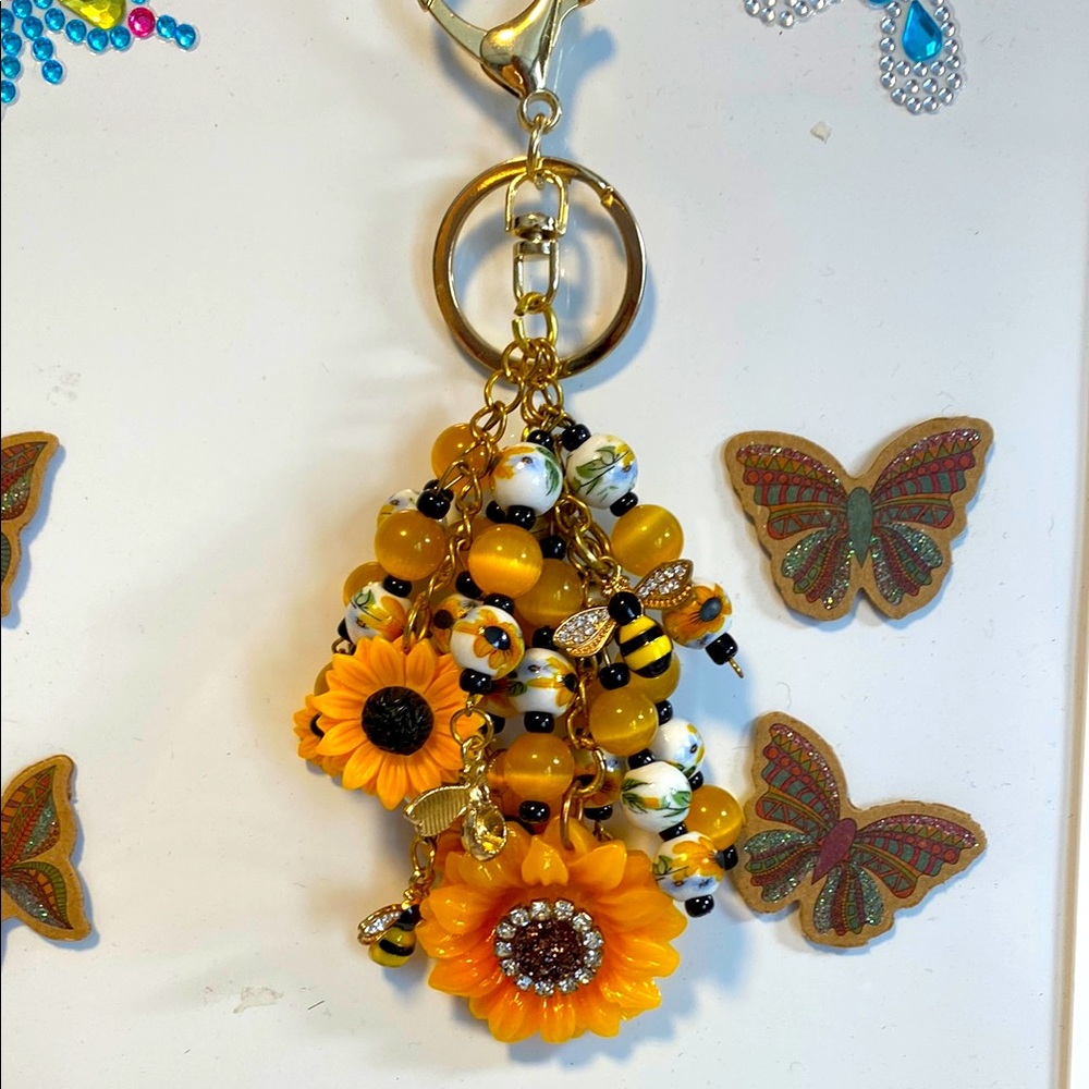 Sunflower Charm Keychain